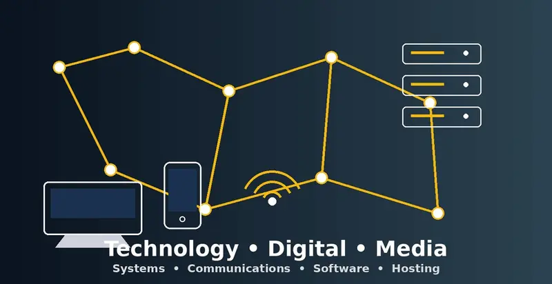 Illustration of connected devices, servers and network links
